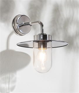 Modern Fisherman Style Wall Light - Polished Stainless Steel