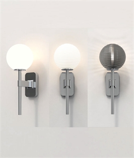 Slim Wall Light with Globe Shade - IP44 Rated