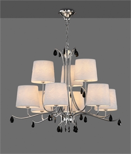 Modern Clean Line Chandelier In Chrome With Off White Fabric Shades Modern Clean Line Chandelier In Chrome With Off White Fabric Shades