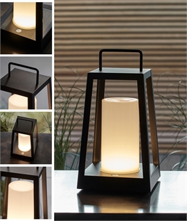 Rechargeable Black Outdoor Lantern - Dimmable 