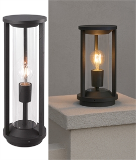 Anthracite Circular Post Lamp - IP65 Rated 