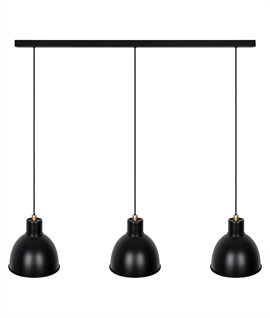 Ceiling Bar Light with Triple Post-War Factory Style Shades