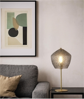 Elegant Faceted Glass Shade Table Lamp with Brass Finish