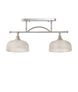Hanging or Semi-Flush Polished Nickel & Prismatic Glass Bar Pendant Hanging or Semi-Flush Polished Nickel & Prismatic Glass Bar Pendant