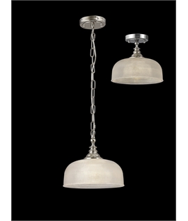 Prismo Flush-Single Pendant, 1 Light Adjustable E27, Polished Nickel-Prismatic Glass