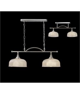 Prismo Semi Flush-Pendant Bar, 2 Light Adjustable E27, Polished Nickel-Prismatic Glass