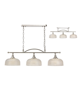 Prismo Semi Flush-Pendant Bar, 3 Light Adjustable E27, Polished Nickel-Prismatic Glass