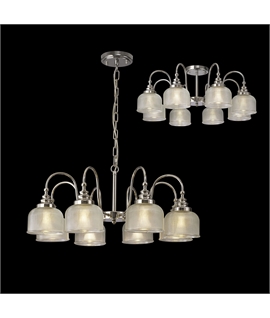 Prismo Semi Flush-Pendant, 8 Light E27, Polished Nickel-Prismatic Glass