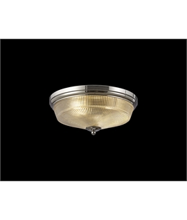 Prismo 2 Light E27 Flush Ceiling Light, Polished Nickel-Prismatic Glass