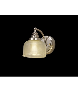 Prismo Switched Wall Lamp 1 Light E27 Polished Nickel-Prismatic Glass