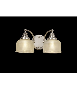 Prismo Switched Wall Lamp 2 Light E27 Polished Nickel-Prismatic Glass