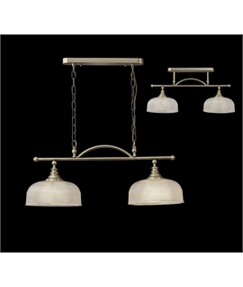 Prismo Semi Flush-Pendant Bar, 2 Light Adjustable E27, Antique Brass-Prismatic Glass