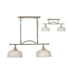 Prismo Semi Flush-Pendant Bar, 2 Light Adjustable E27, Antique Brass-Prismatic Glass