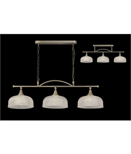 Prismo Semi Flush-Pendant Bar, 3 Light Adjustable E27, Antique Brass-Prismatic Glass