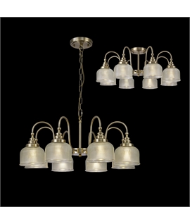 Prismo Semi Flush-Pendant, 8 Light E27, Antique Brass-Prismatic Glass