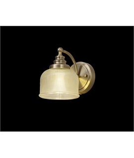 Prismo Switched Wall Lamp 1 Light E27 Antique Brass-Prismatic Glass