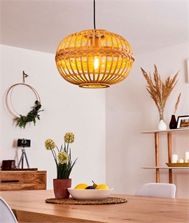 Vintage Bamboo Wicker Pendant - Globe Dia 380mm