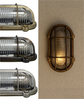 Solid Brass Base Flush Bulkhead - Ribbed Glass IP64 Rated