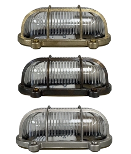 Solid Brass Base Flush Bulkhead - Ribbed Glass IP64 Rated