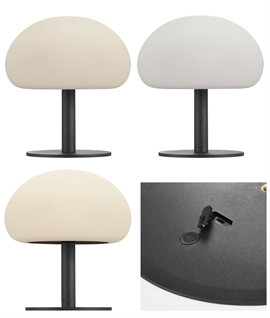 Opal Globe & Black Stand Table Light - Rechargeable