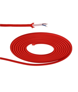1m Red Braided 2-Core 0.75mm Electrical Cable