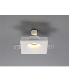 Reed Square Deep Recessed Spotlight, 1 x GU10, White Paintable Gypsum, Cut Out: L:123mmxW:123mm