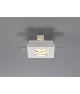 Reed Square Stepped Recessed Spotlight, 1 x GU10, White Paintable Gypsum, Cut Out: L:103mmxW:103mm
