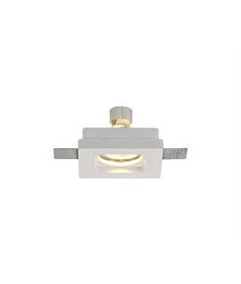 Reed Square Stepped Recessed Spotlight, 1 x GU10, White Paintable Gypsum, Cut Out: L:103mmxW:103mm