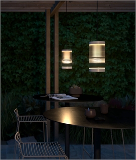 Exterior Suspended Reeded Glass Lantern - 3 Metre Flex