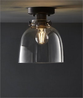 Black Chrome and Clear Glass Flush Mounted Ceiling Light