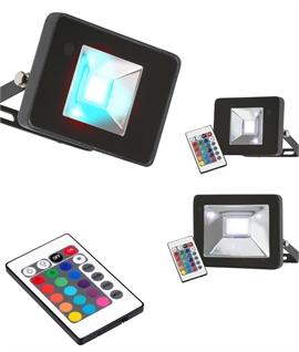 RGB LED Floodlight on Adjustable Bracket - Use Inside or Out