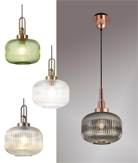 Single Pumpkin Shaped Ribbed Pendant Light - 4 Options