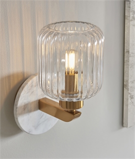 Brass & Glass Wall Light with Marble Detailing