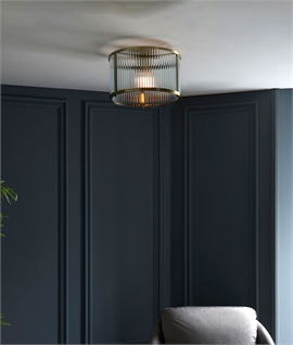 Flush Mounted Classic Style Ribbed Glass Ceiling Light