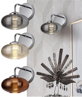Chrome & Ribbed Glass LED Wall Light - 3 Options