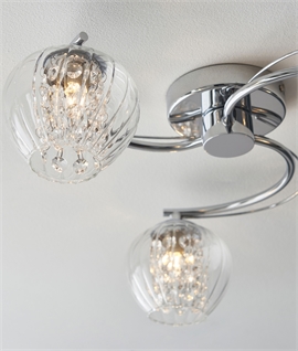 Modern Chrome & Glass Semi Flush Ceiling Light