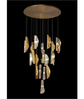 Ribeiro Pendant 5m 21 x G9, Brass Metal Shade & Cognac Glass Item Weight: 24.9kg