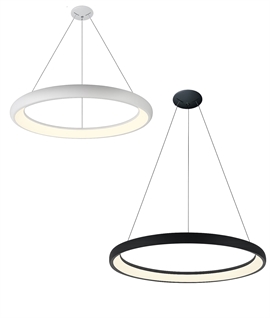 Wire-Suspended LED Ring Pendant 61cm - Angled Diffuser, 3000K Warm White