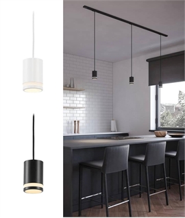 Stylish Track Pendant With Modern Ring Effect - Black or White
