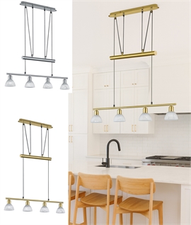 Linear Rise & Fall Ceiling Pendant with 4 Alabaster Style Glass Shades
