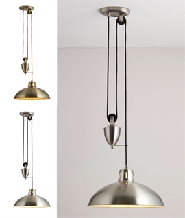 Industrial Rise and Fall Pendant - Single Metal Dome Shade