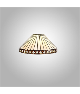 Rossi Tiffany 30cm Non-electric Shade Suitable For Pendant-Ceiling-Table Lamp, Amber-Cream-Crystal. Suitable For E27 or B22 Pendants