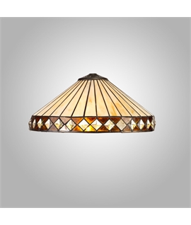 Rossi Tiffany 40cm Shade Only Suitable For Pendant-Ceiling-Table Lamp, Amber-Cream-Crystal