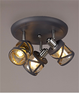 Round Spotplate with 3 Adjustable Cognac Shades 