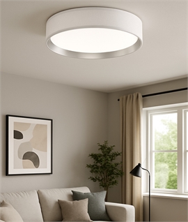 Flush Round Domed Diffuser LED Ceiling Light - Fabric Shade