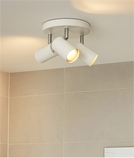 White Adjustable Triple Spotlight with Round Ceiling Plate 