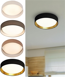 Flush Round Domed Diffuser LED Ceiling Light - Fabric Shade