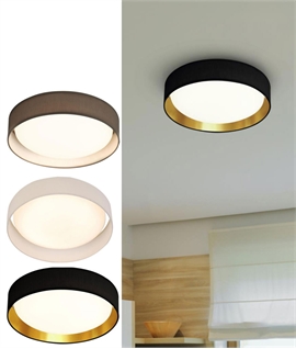 Flush Round Domed Diffuser LED Ceiling Light - Fabric Shade