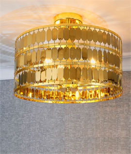 Flush Mounted Decorated Light with Gold Panels