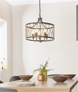 Metal Open Lattice Frame 5 Light Pendant